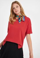 Bayan Kırmızı Sıfır Yaka Oversize Tişört