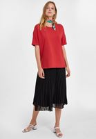 Bayan Kırmızı Sıfır Yaka Oversize Tişört