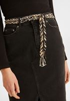 Bayan Gri Kemer Detaylı Denim Etek