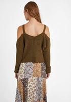 Bayan Yeşil Aksesuar Detaylı Triko Kazak