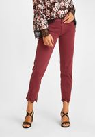 Bayan Bordo Nakış Detaylı Orta Bel Pantolon