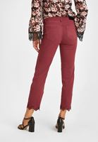 Bayan Bordo Nakış Detaylı Orta Bel Pantolon