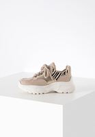 Bayan Krem Kalın Tabanlı Desenli Sneaker