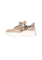 Bayan Krem Kalın Tabanlı Desenli Sneaker