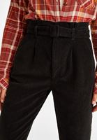 Bayan Siyah Ultra Yüksek Bel Kadife Pantolon