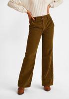 Bayan Yeşil Kadife Yüksek Bel Pantolon