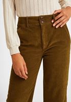 Bayan Yeşil Kadife Yüksek Bel Pantolon