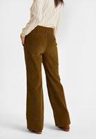 Bayan Yeşil Kadife Yüksek Bel Pantolon