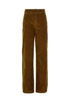 Bayan Yeşil Kadife Yüksek Bel Pantolon