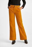 Bayan Sarı Kadife Yüksek Bel Pantolon