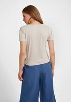 Bayan Krem Kruvaze Yaka Bağlamalı Tişört