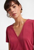 Bayan Pembe Kruvaze Yaka Bağlamalı Tişört