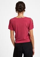 Bayan Pembe Kruvaze Yaka Bağlamalı Tişört