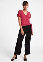 Bayan Pembe Kruvaze Yaka Bağlamalı Tişört