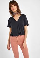 Bayan Siyah Yumuşak Dokulu V Yaka Bluz