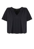 Bayan Siyah Yumuşak Dokulu V Yaka Bluz