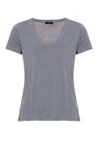 Bayan Gri Yumuşak Tuşeli V Yaka Tişört