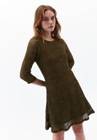 Bayan Yeşil Ajurlu Mini Elbise