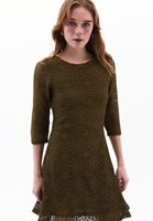 Bayan Yeşil Ajurlu Mini Elbise