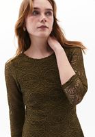 Bayan Yeşil Ajurlu Mini Elbise