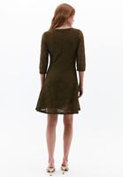 Bayan Yeşil Ajurlu Mini Elbise