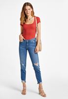 Bayan Lacivert Boru Paça Denim Pantolon