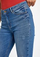 Bayan Lacivert Boru Paça Denim Pantolon