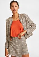 Bayan Çok Renkli Ekose Desenli Bomber Ceket