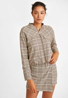 Bayan Çok Renkli Ekose Desenli Bomber Ceket