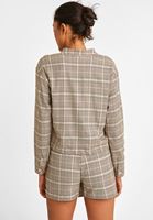 Bayan Çok Renkli Ekose Desenli Bomber Ceket