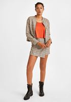 Bayan Çok Renkli Ekose Desenli Bomber Ceket