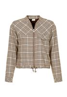 Bayan Çok Renkli Ekose Desenli Bomber Ceket