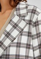 Bayan Krem Ekose Desenli Blazer Ceket