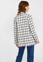 Bayan Krem Ekose Desenli Blazer Ceket