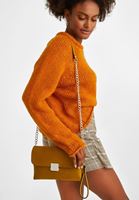 Bayan Yeşil Toka Detaylı Süet Çanta