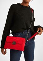 Bayan Kırmızı Toka Detaylı Süet Çanta