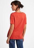 Bayan Pembe V Yaka Kesik Detaylı Tişört