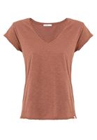 Bayan Kahverengi V Yaka Tişört