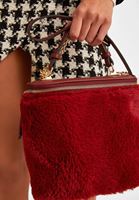 Bayan Bordo Suni Kürk Detaylı Çanta