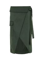 Bayan Yeşil Kemer Detaylı Cepli Etek