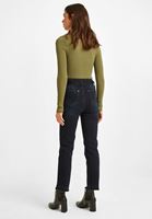 Bayan Lacivert Kemerli Yüksek Bel Denim Pantolon