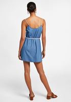 Bayan Mavi Askı Detaylı Mini Kot Elbise
