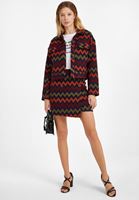 Bayan Siyah Zigzag Desenli Ceket