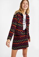 Bayan Siyah Zigzag Desenli Ceket