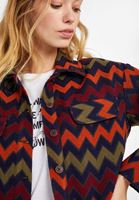 Bayan Siyah Zigzag Desenli Ceket