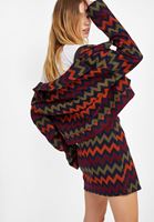 Bayan Siyah Zigzag Desenli Ceket