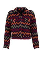 Bayan Siyah Zigzag Desenli Ceket