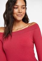 Bayan Pembe Bot Yaka Uzun Kollu Bluz