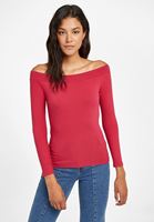 Bayan Pembe Bot Yaka Uzun Kollu Bluz