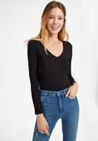 Bayan Siyah V Yaka Büzgü Detaylı Bluz